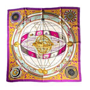 ETRO “Planisphaerivm” Silk Scarf Zodiac Astrology Celestial Armillary Sphere